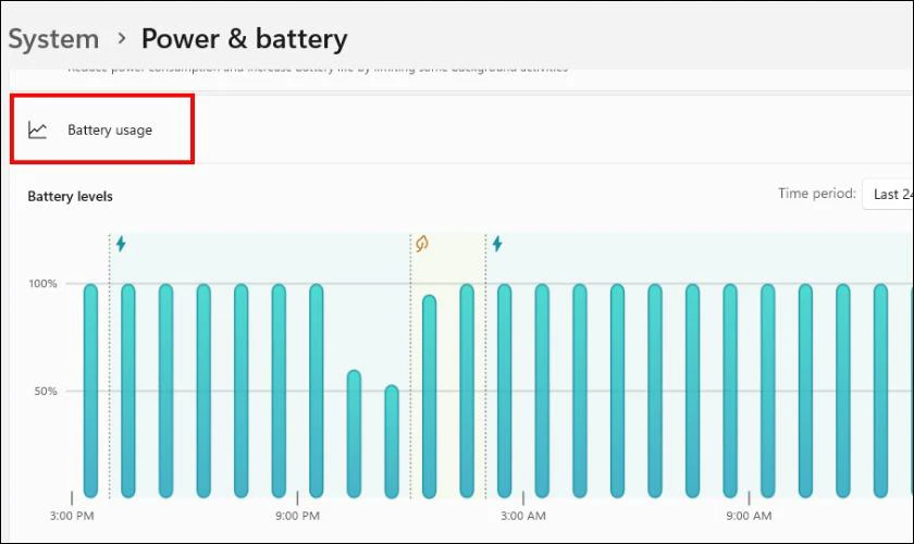 Xem các thông tin về pin mà máy hỗ trợ, đừng quên kiểm tra thêm mục Battery usage