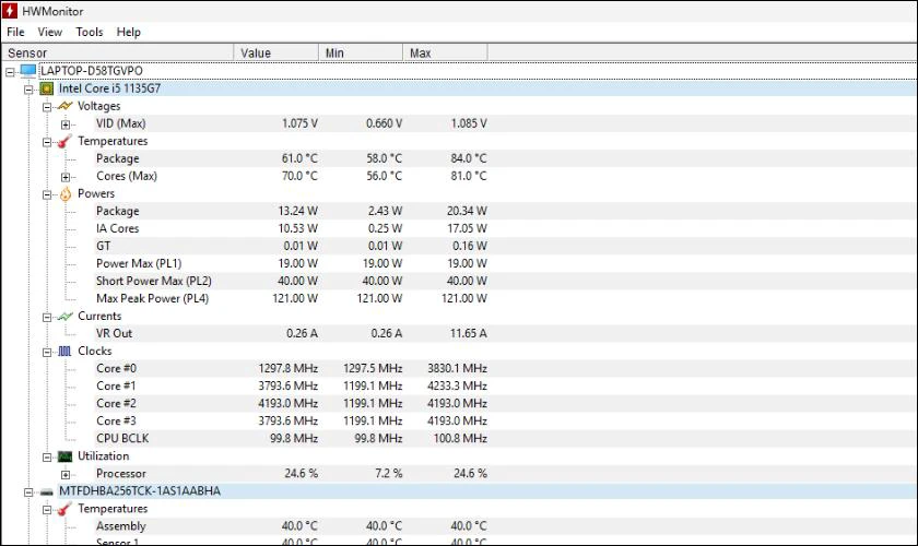 HWMonitor là phần mềm mạnh mẽ