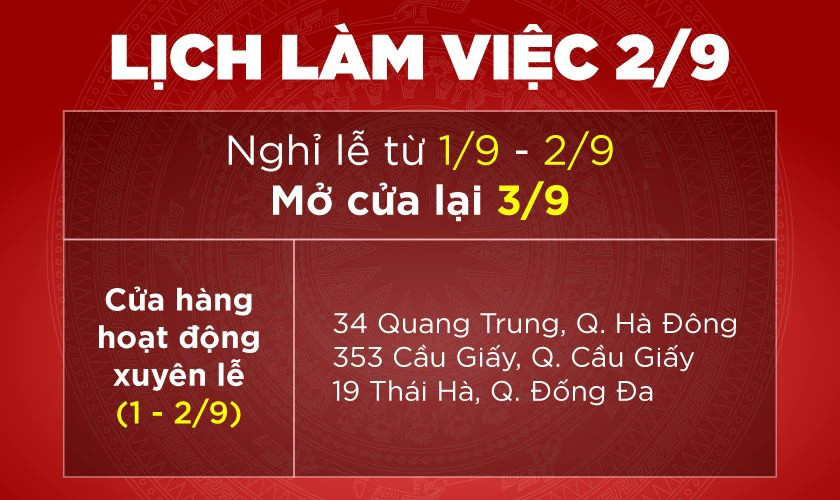 Thông báo nghỉ lễ 2/9 Điện Thoại Vui miền Bắc