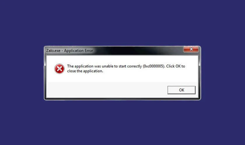 Cửa sổ thông báo lỗi 0xc0000005 xuất hiện khi bấm mở chương trình