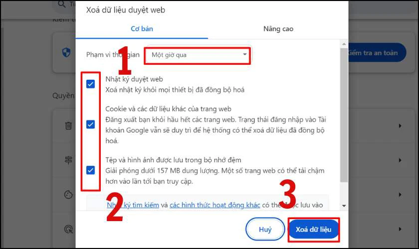 Xoá bộ nhớ Cache nhanh