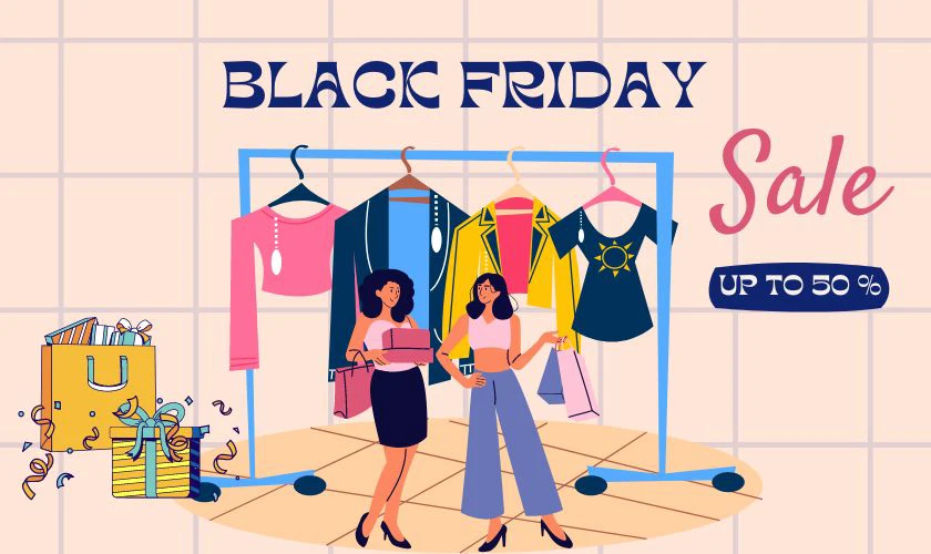 Banner sale Black Friday dễ thương cho shop quần áo