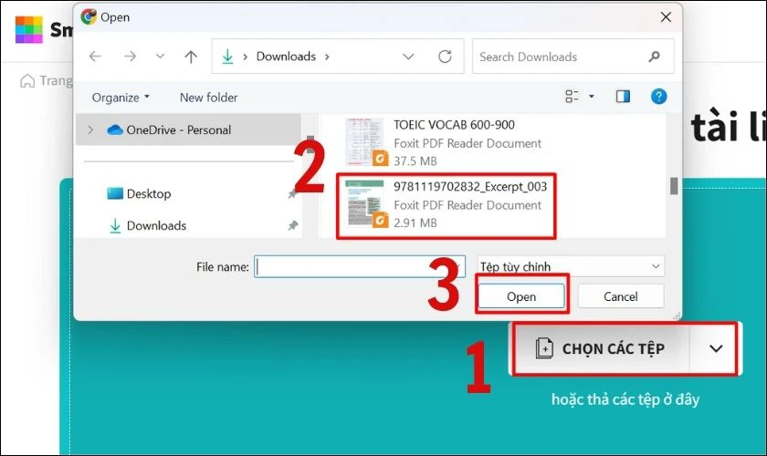 Upload file PDF lên phần mềm