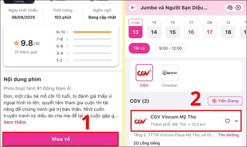 Cách đặt vé xem phim trên Momo