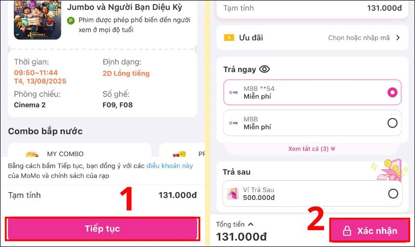 Xác nhận thông tin đặt vé