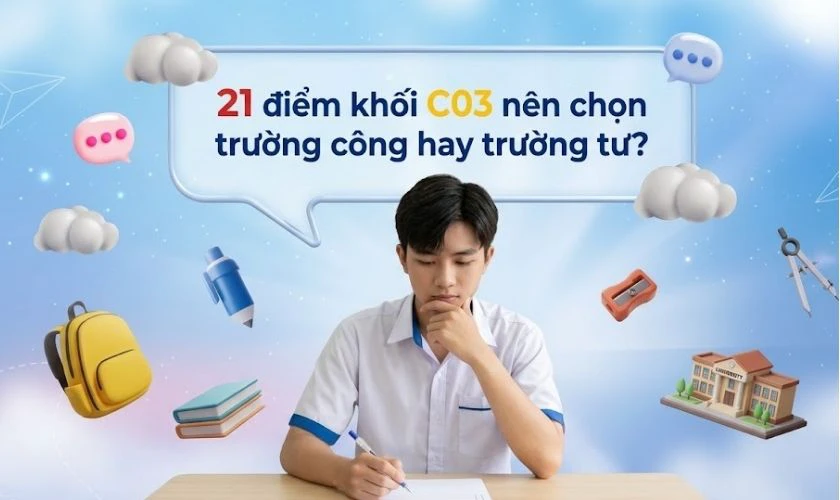 21 điểm khối C03 nên chọn trường công hay trường tư?