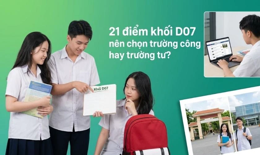 21 điểm khối D07 nên chọn trường công hay trường tư?