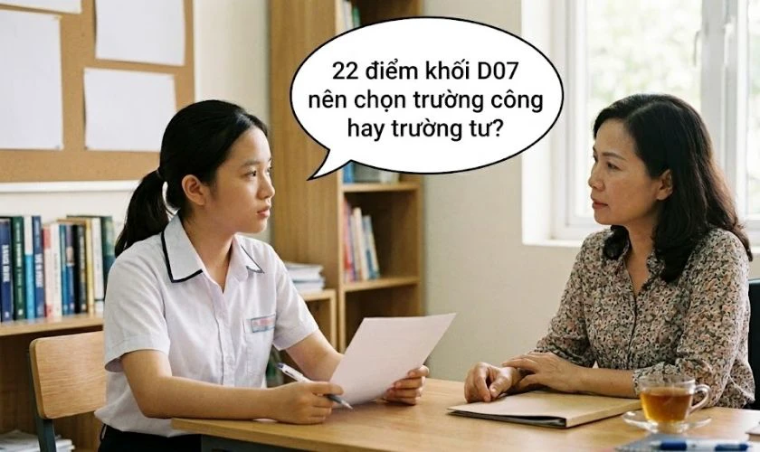 22 điểm khối D07 nên chọn trường công hay trường tư?