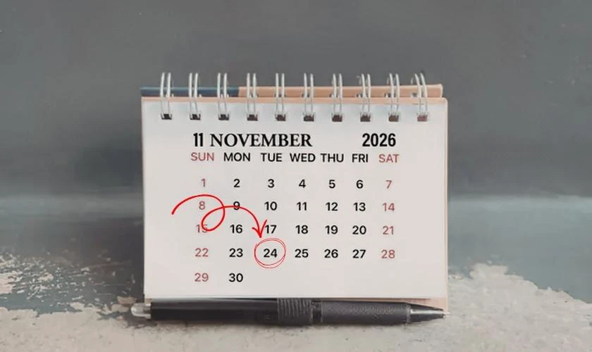 24/11/2026 là thứ mấy? 24 tháng 11 năm 2026 sẽ rơi vào Thứ Ba