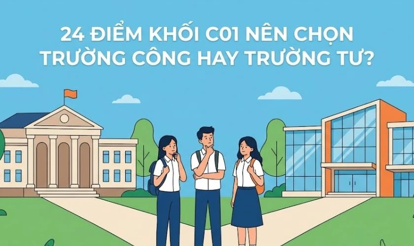 24 điểm khối C01 nên chọn trường công hay trường tư?