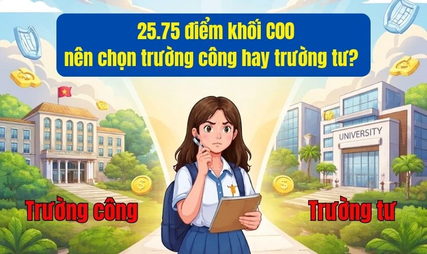 25.75 điểm khối C00 nên chọn trường công hay trường tư?