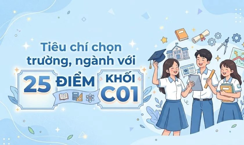 Tiêu chí quyết định 25 điểm khối C01 nên chọn trường nào, ngành nào