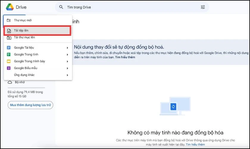 Tải tệp PDF tiếng Anh cần dịch lên Drive