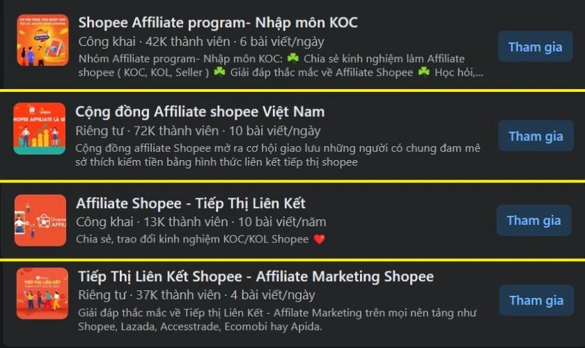 Tham gia vào cộng đồng làm Affiliate Shopee