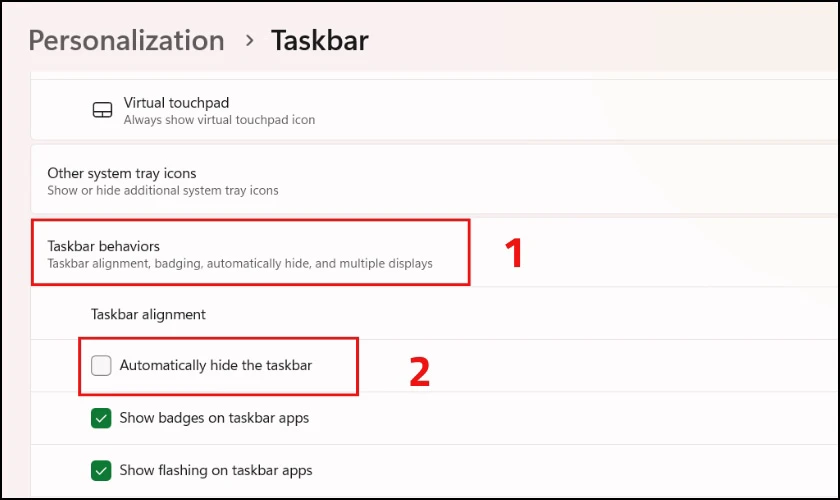Kiểm tra xem có ẩn thanh Taskbar trên Windows 11 không