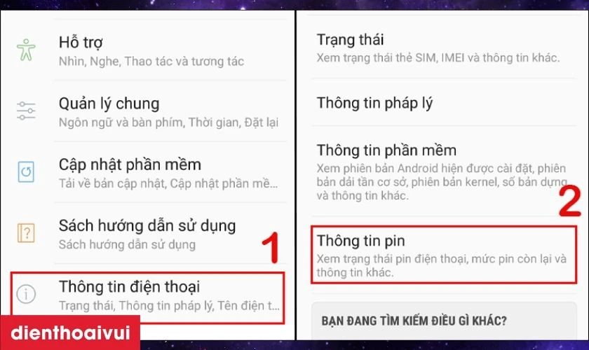 Kiểm tra dung lượng pin Samsung A11 trước khi 