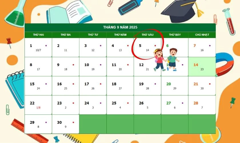 Ngày 5/9 là ngày bao nhiêu âm lịch năm 2025?