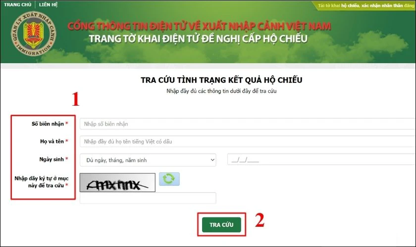 Nhập đầy đủ thông tin và nhấp chọn Tra cứu