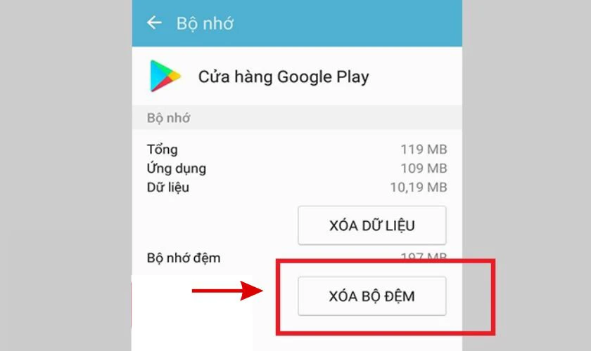 Chọn Xóa bộ đệm