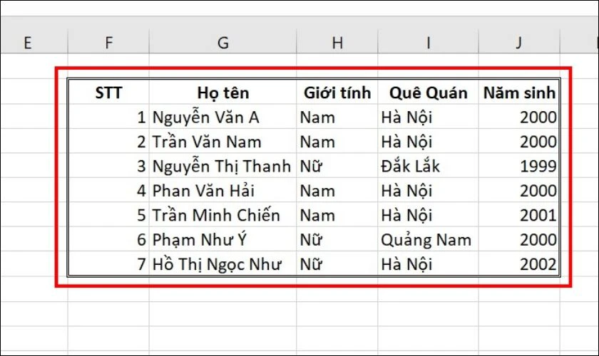 Mục đích khi học cách tạo khung trong Excel