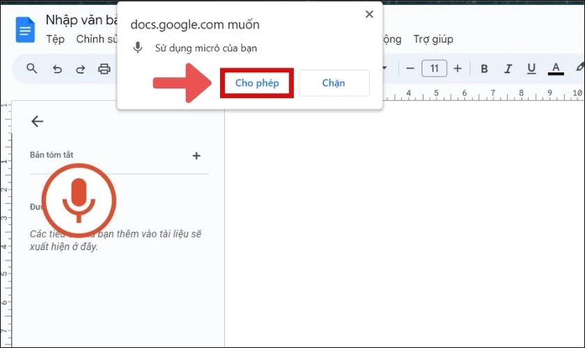 Bật Micro để chuyển thành giọng nói trong Google Docs