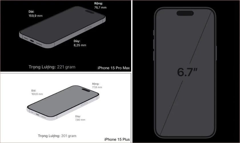 So sánh 15 Plus và 15 Pro Max về kích thước