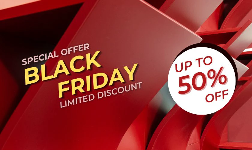 Banner sale Black Friday màu đỏ nổi bật