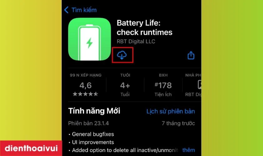 Kiểm tra tình trạng pin iPhone bằng app Battery Life