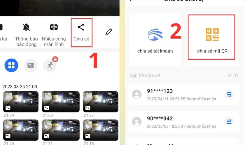 Kết nối camera Yoosee bằng cách lấy link chia sẻ bằng mã QR
