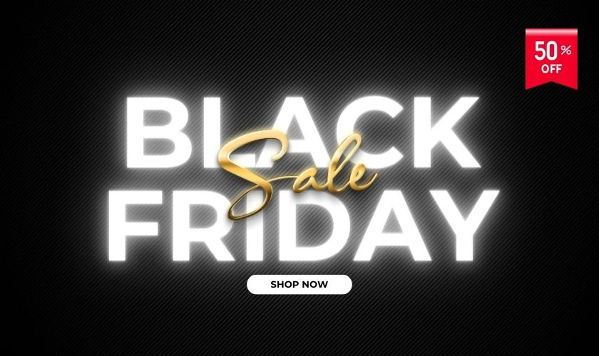 Banner sale Black Friday hiệu ứng đèn neon