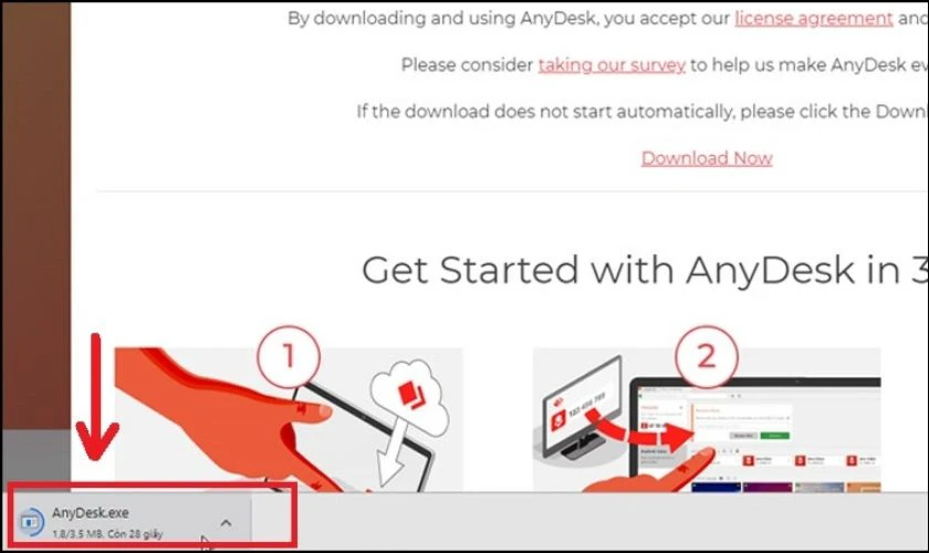 Hãy ấn vào file AnyDesk.exe ở góc trái màn hình