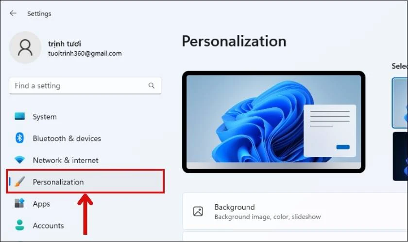 Chọn Personalization