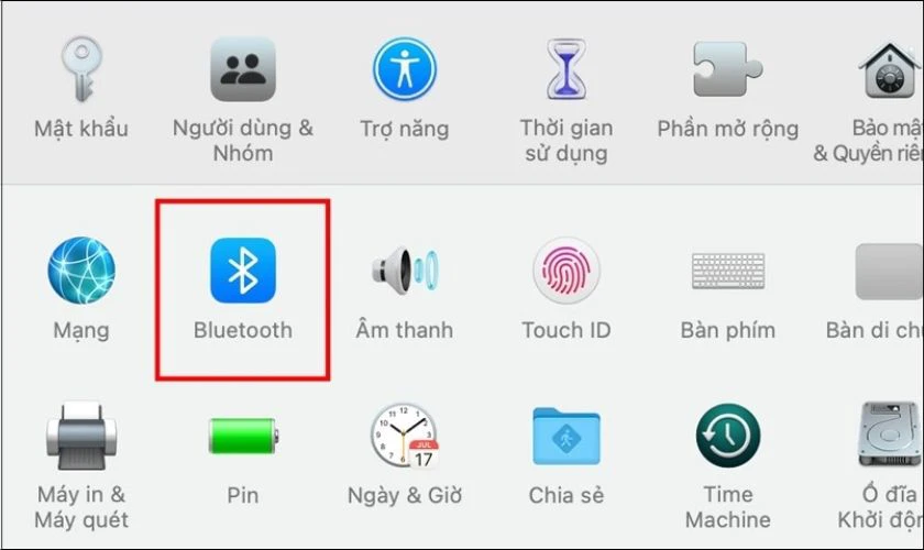Tiếp đến bạn nhấn vào biểu tượng Bluetooth