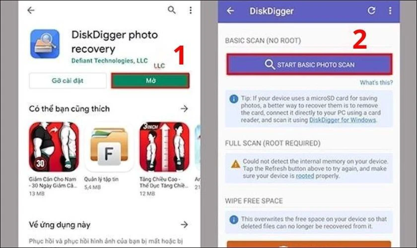 Dùng DiskDigger Photo Recovery để khôi phục hình ảnh đã xóa