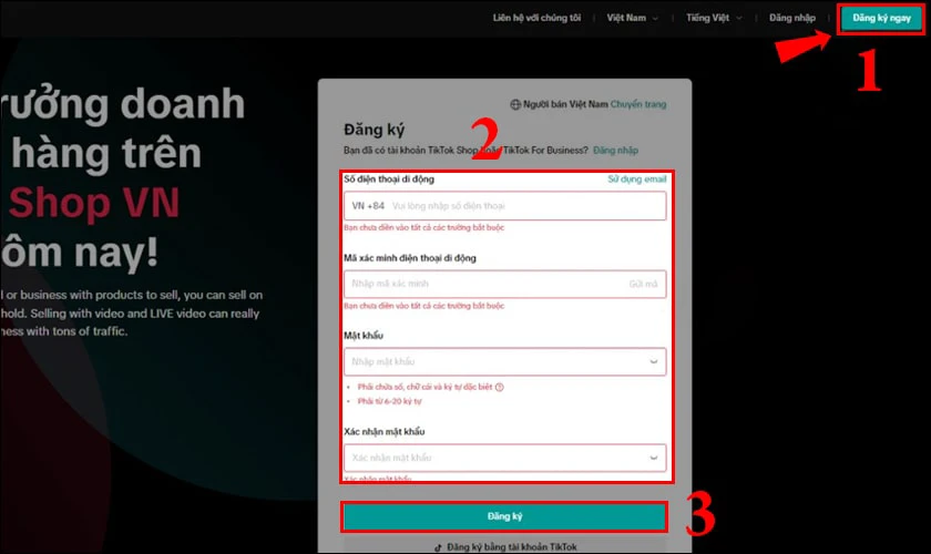 Hướng dẫn cách đăng ký tài khoản TikTok Shop cho cá nhân