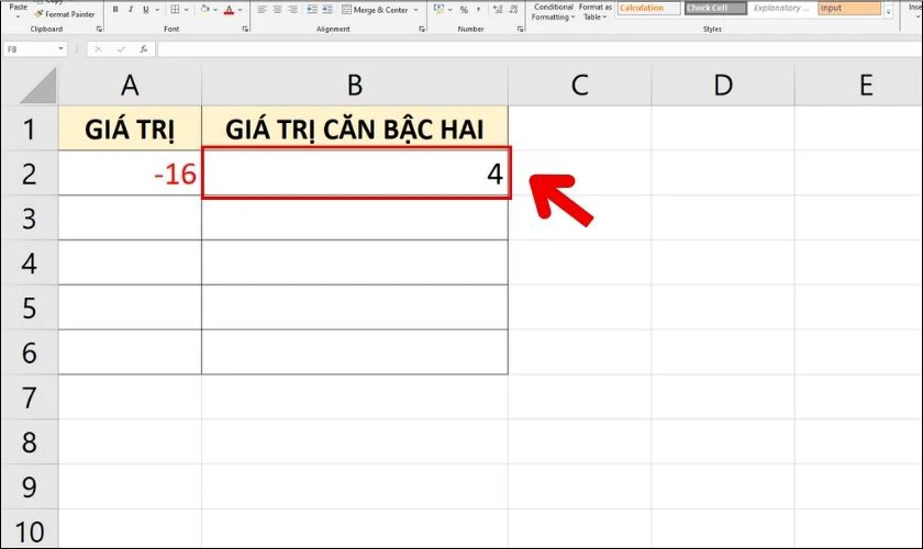 Cách tính căn bậc 2 trong Excel bằng công thức SQRT