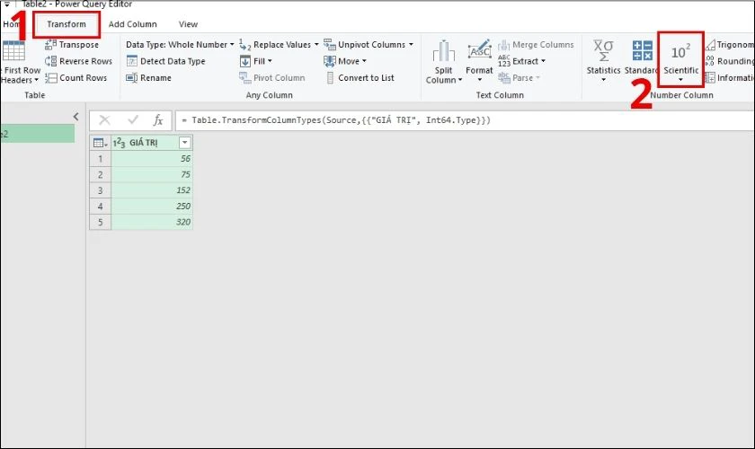 Lựa chọn cột giá trị cần tính trong bảng Excel