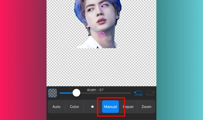 Sử dụng công cụ Manual trong app xóa nền