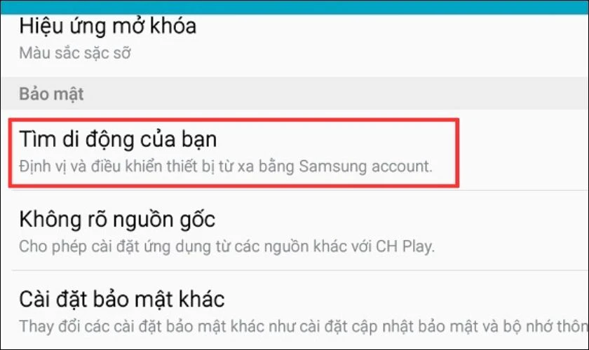 Nhấp vào mục Tìm di động của bạn