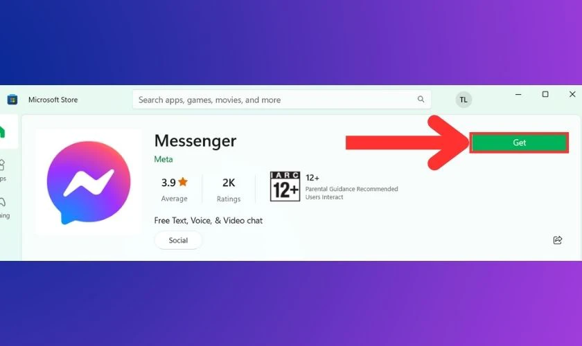 Bấm Get để cài đặt Messenger về máy