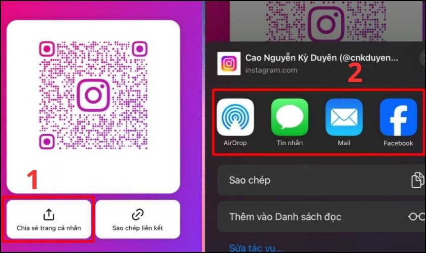 Có thể chia sẻ QR Instagram với người khác không?