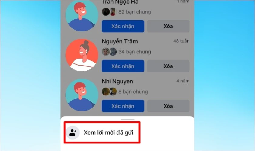 Vào mục Xem lời mời đã gửi