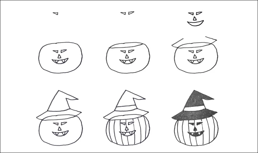 Một số mẫu cách vẽ quả bí ngô Halloween đẹp và ấn tượng 2