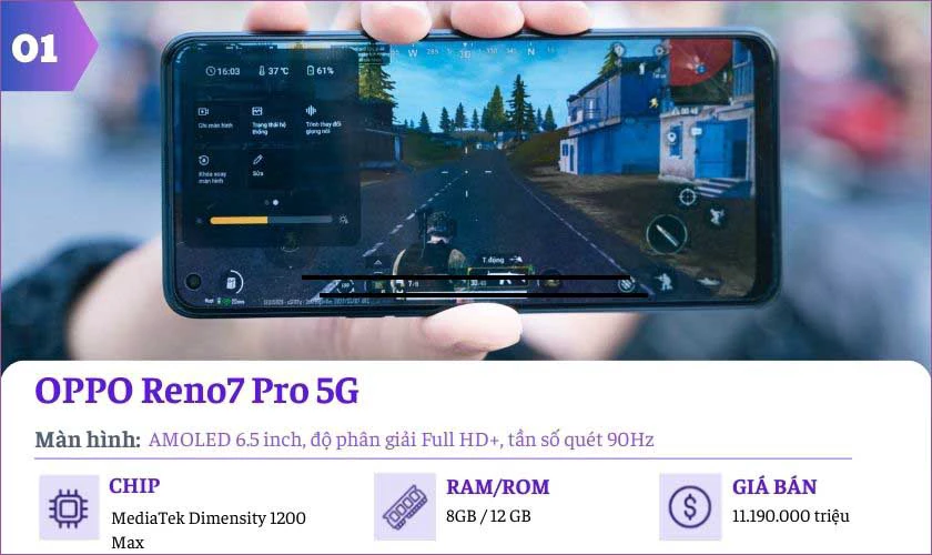 OPPO Reno7 Pro 5G - Top điện thoại chơi game tốt nhất