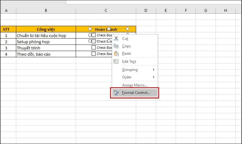 Cách tùy chỉnh, thay đổi định dạng dấu tích trong Excel