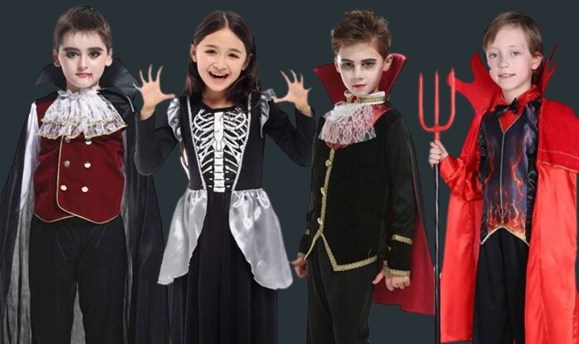 Các bạn hóa trang thành ma cà rồng trong lễ Halloween 