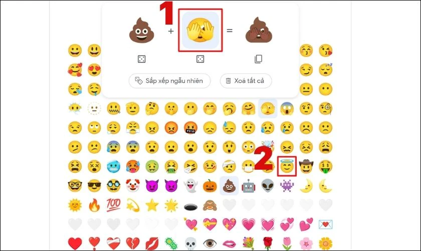 Thực hiện tương tự với emoji thứ hai