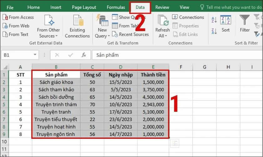 Cách ẩn nhiều cột trong Excel theo nhóm