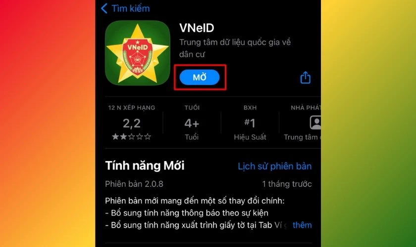 Mở ứng dụng VNeID trên thiết bị mới