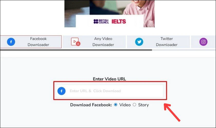 Dán link video trên Facebook vào ô trống